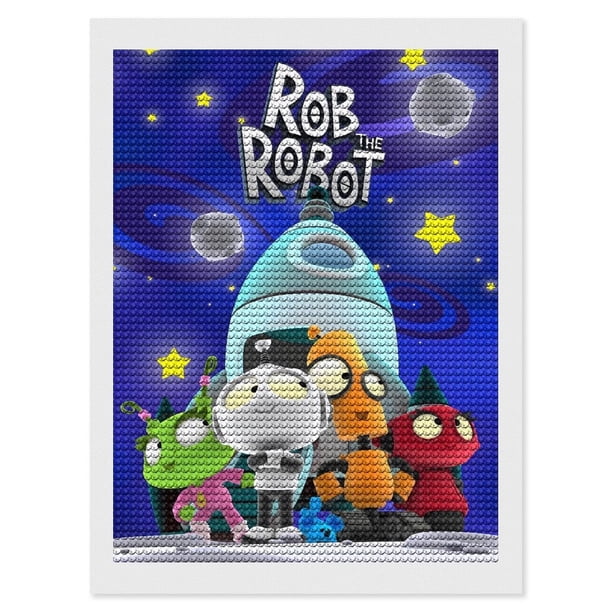 Rob el Robot Kits de Pintura de Diamantes para Adultos 5D DIY Diamond Art Kits Full Drill Diamond Dots para Regalo Decoración de Pared y Relajación Artes de Gemas 30*40cm
