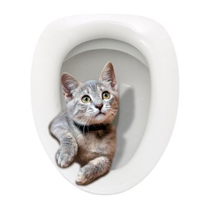 Bothyi - Etiqueta Engomada De La Tapa Del Asiento Del Inodoro De Dibujos Animados Etiqueta Engomada De La Tapa Del Inodoro Del Gato Para El Baño S