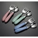 thumbnail image 5 of Juego de tenedor y cuchara para niños pequeños, juego de cubiertos de acero inoxidable para bebés con estuche de viaje, apto para lavavajillas, cubiertos para niños que están aprendiendo a usar., 5 of 6