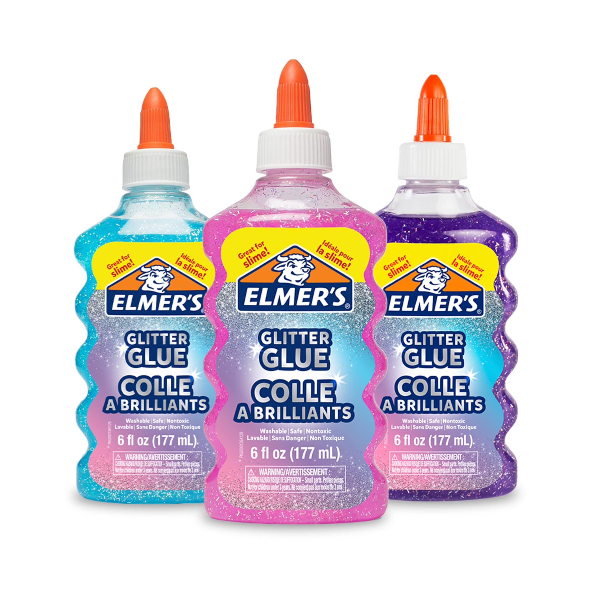 Glitter Glue Elmer's Liquid, Varios Colores, 180 Ml, Azul, Rosa Y Morado
