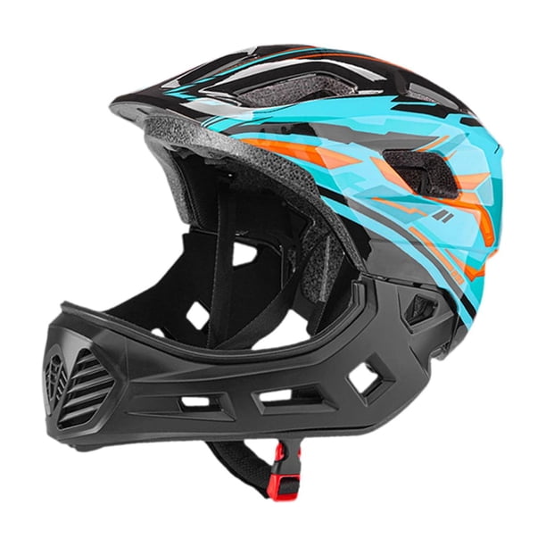 Casco de bicicleta para niños con absorción de impactos, ligero, cómodo, desmontable, interior ajustable, adecuado para niños y niñas, bicicleta de ca Azul y naranja