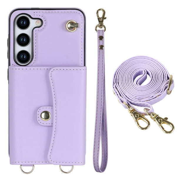 Crossbody PU Leather Phone Case For Samsung Galaxy S23 S22 Plus Note 20 Ultra Wallet Card Slots Magnetic Lanyard Cover