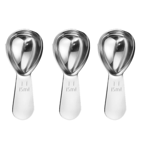 Paquete de 3 cucharas medidoras de acero inoxidable para café, té, café molido y granos enteros (15 ml)