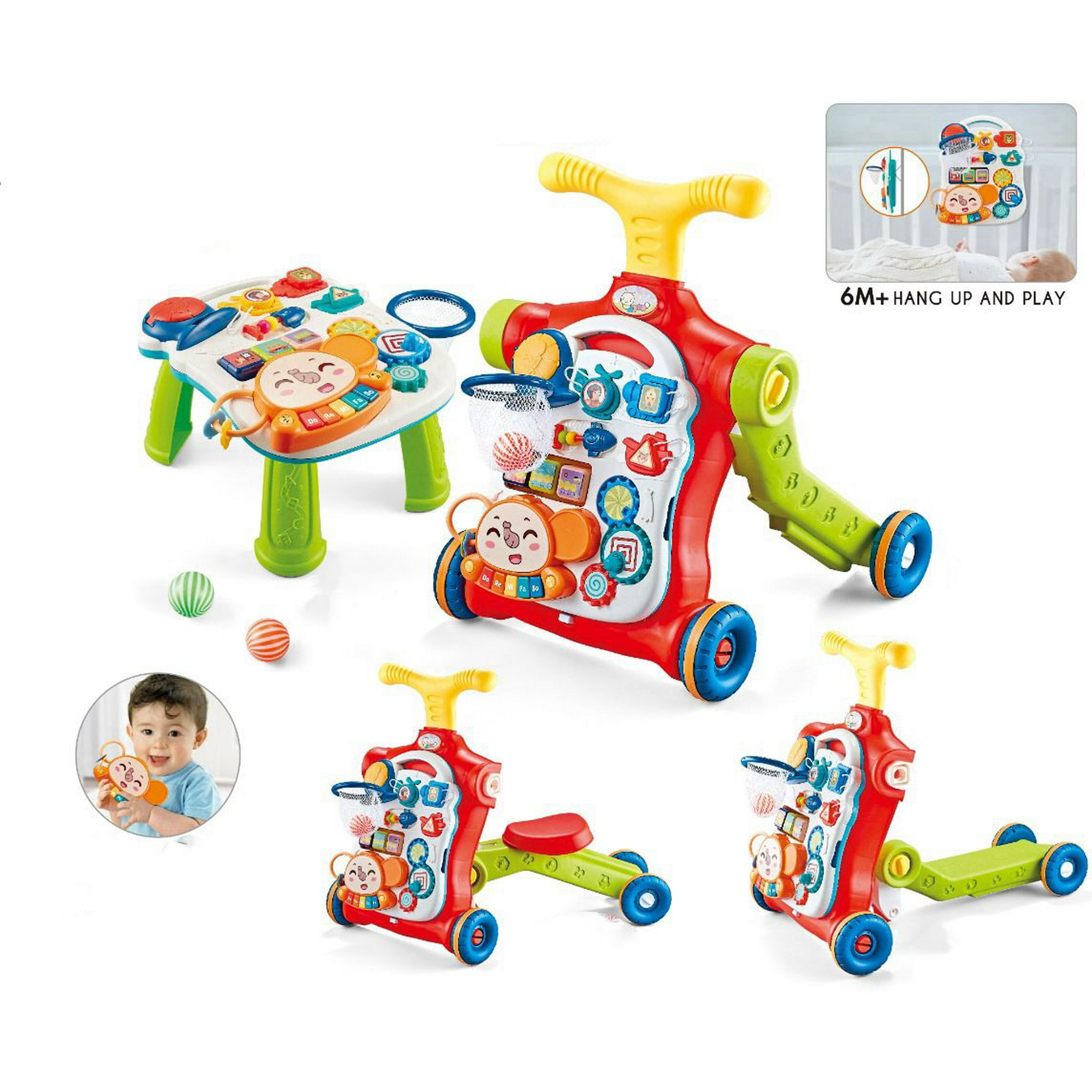 Caminador 5 En 1 Verde - Caminador Andador Scooter Bebé Musical Multifuncional 5 En 1 Verde