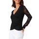 thumbnail image 4 of INSPIRE CHIC Blusas Casuales de Manga Larga de Encaje con Malla Ajustada y Cuello en V Floral para Mujer L Negro, 4 of 5