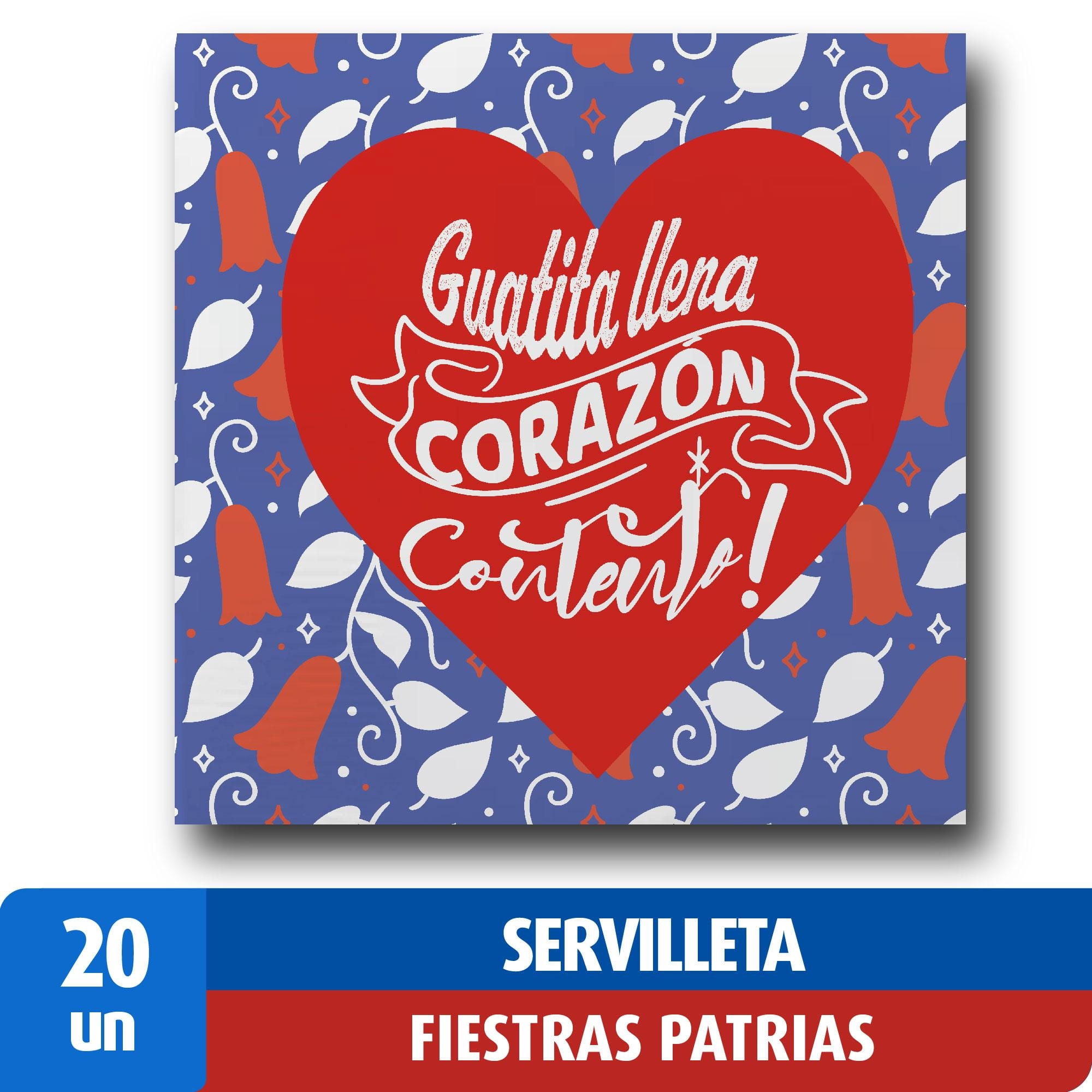 Servilletas Doble Hoja Style Fiestas Patrias Guatita Llena Corazón Contento 20 Un Lider