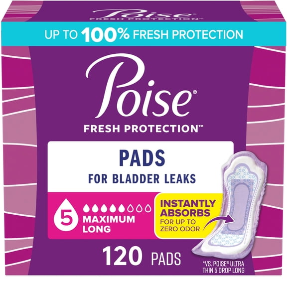 Almohadillas Poise para incontinencia, 5 gotas, máxima absorbencia, 120 unidades