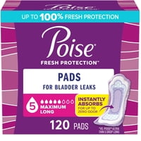 Almohadillas Poise Para Incontinencia, 5 Gotas, Máxima Absorbencia, 120 Unidades