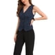 thumbnail image 4 of Chaleco a Rayas sin Mangas con Escote en V y Botones para Mujer de INSPIRE CHIC con Cinturón Trasero para Trabajo y Casual XL Azul Oscuro, 4 of 6