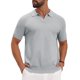 thumbnail image 4 of INSPIRE CHIC Regreso a Clases Polo de Punto Texturizado para Hombre Cuello en V Manga Corta Polo de Golf Talla S Gris Claro, 4 of 6