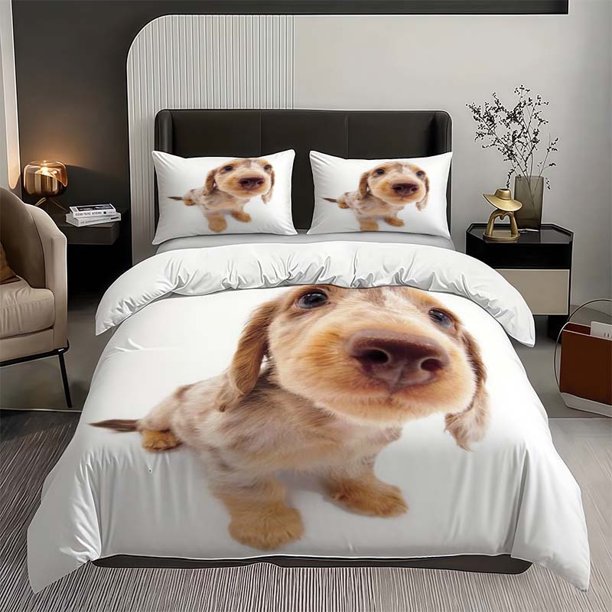 Cute Puppy Themed Bedding Set Duvet Cover and Pillowcase Set