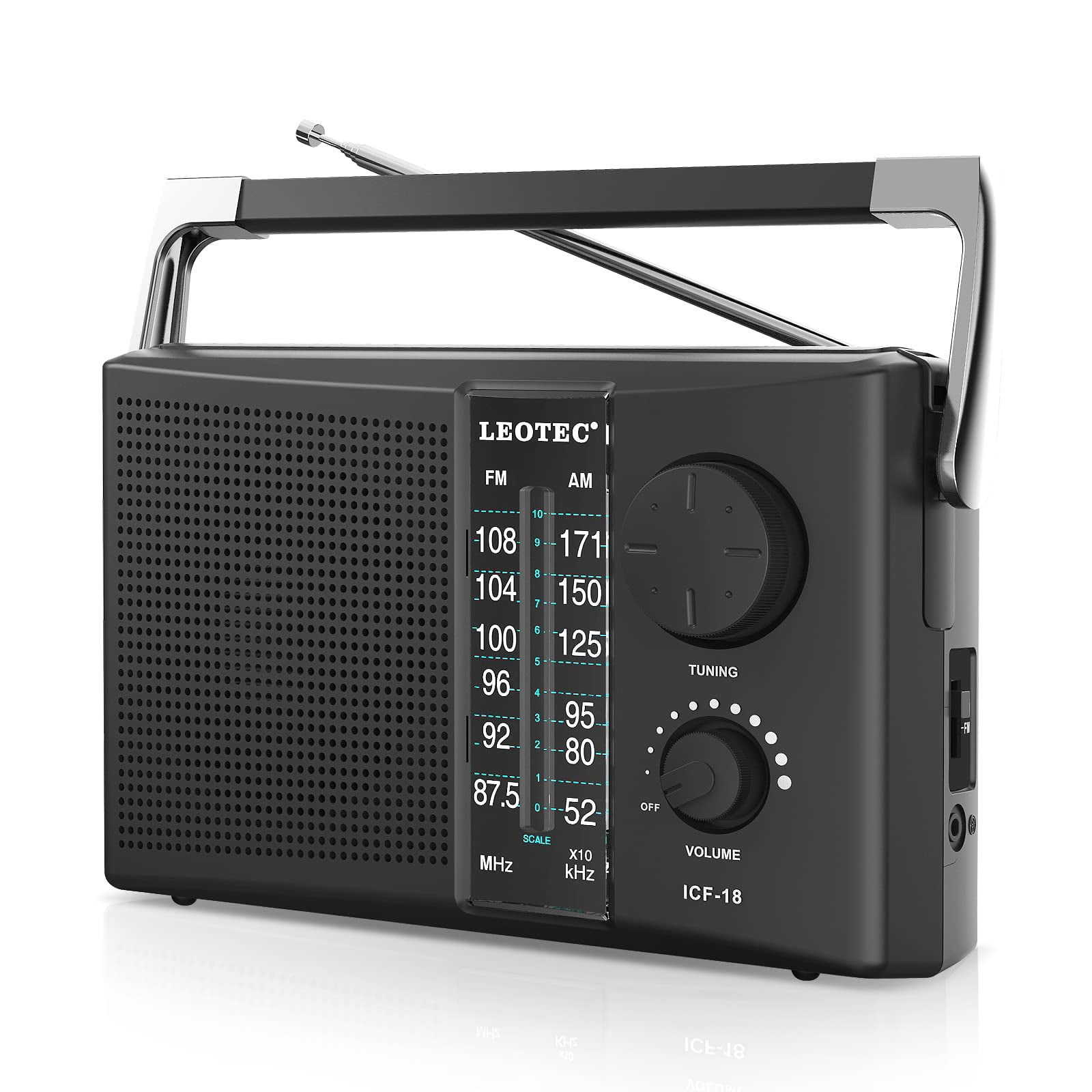 Leotec - Radio Am Fm Portátil Con Mejor Recepción Negra