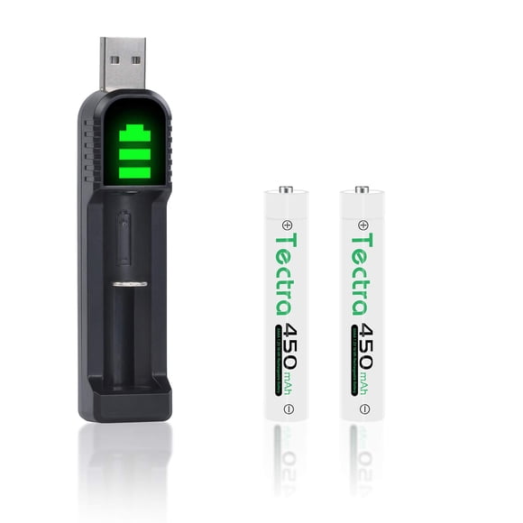 Batería recargable Ni-MH AAAA 450 mAh y cargador USB Tectra