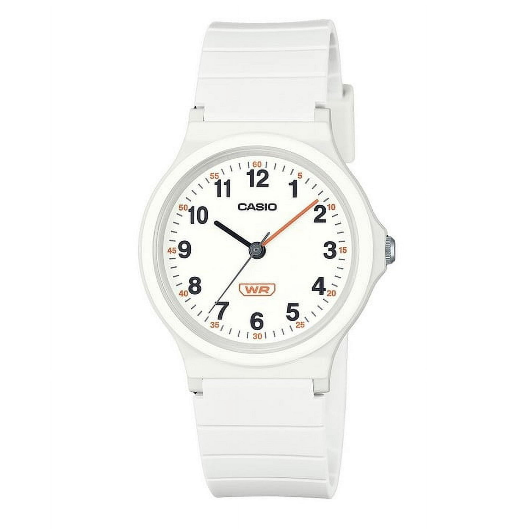 Casio - Reloj Pop Análogo Correa De Resina De Base Biológica Blanca Esfera Blanca Cuarzo Lq-24b-7b Para Mujer