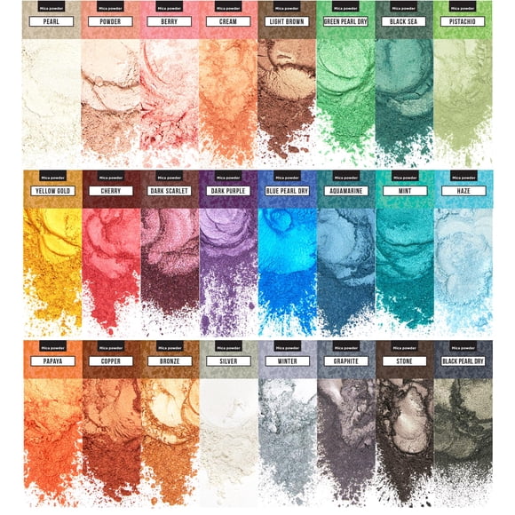 Polvo de Mica Soap Shop – 24 colores, 2,8 g cada uno