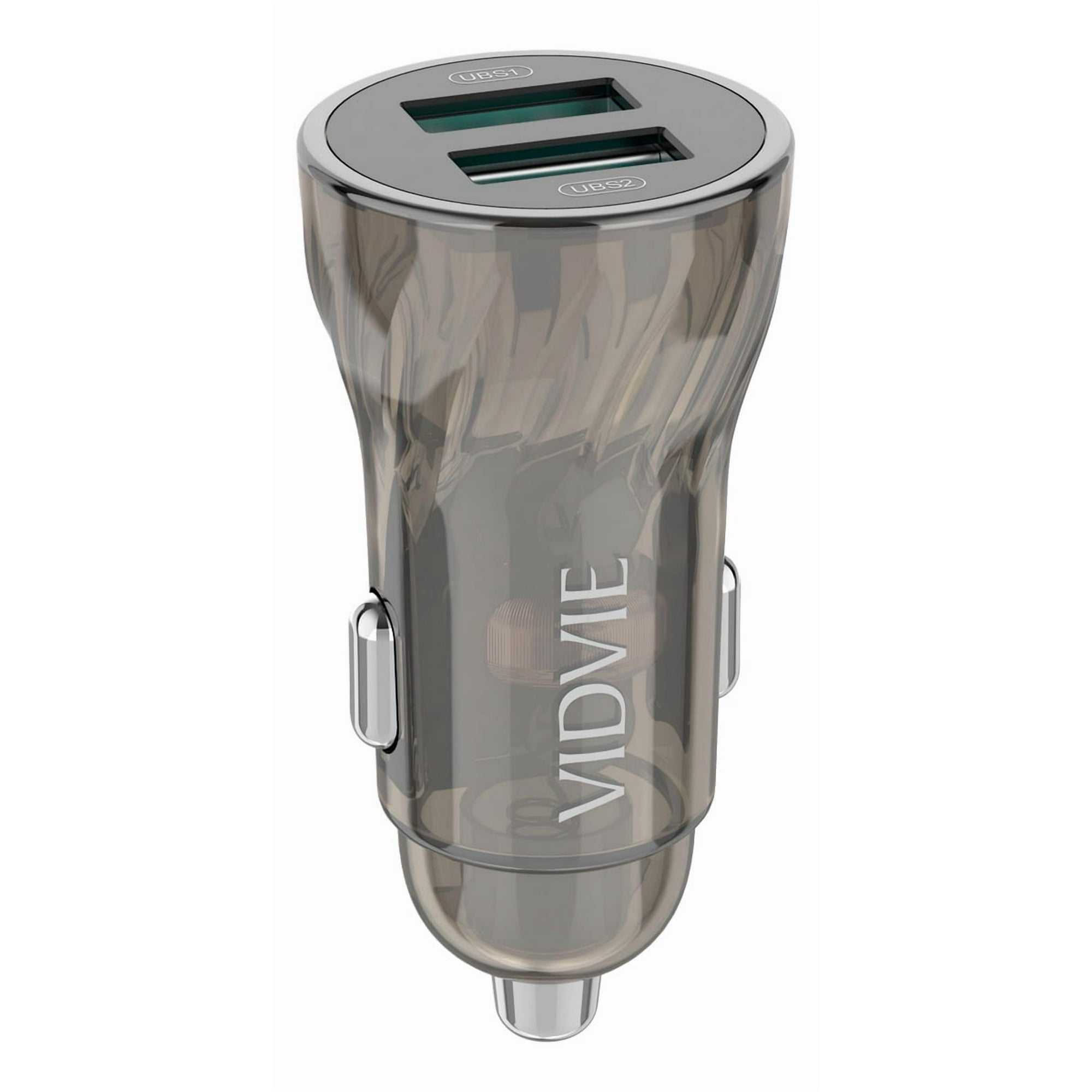 Vidvie - Adaptador Auto Cargador Carga Rápida 30w Tipoc 18w Usb 12-24 Gris Cc531