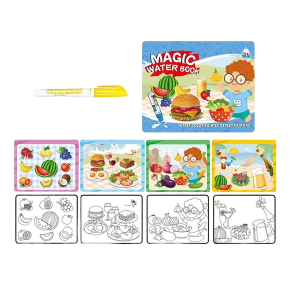 Adorable Álbum De Pintura Al Agua Material Didáctico Regalos Para Actividades Fruta Unisex