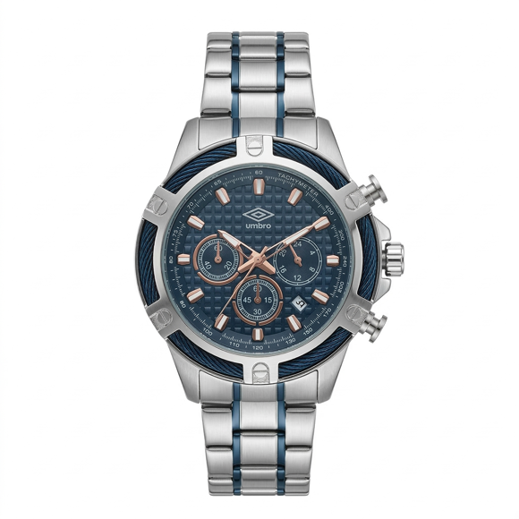 Reloj Análogo Hombre Umbro Plus Plateado/Azul UMBP-1500-127