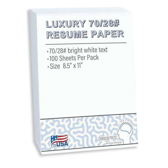 Resume Paper 70 Libras Lujoso Blanco Brillante 100 Hojas
