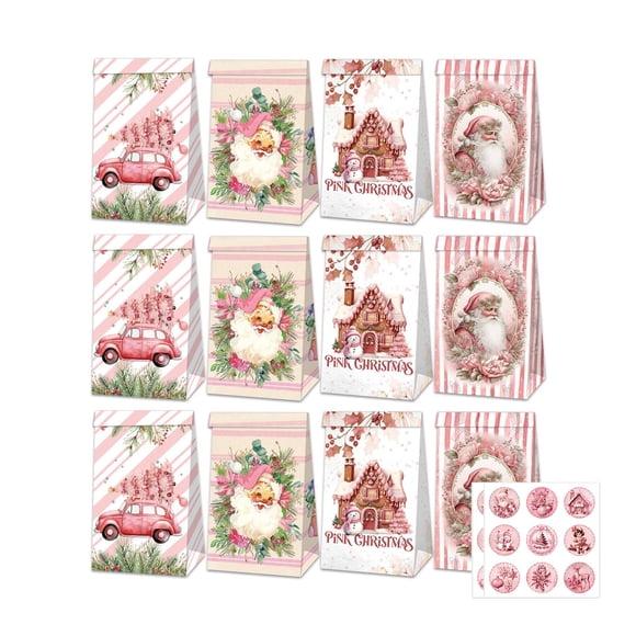 12x Bolsas De Papel Para Regalo De Navidad Bolsas De Regalo Livianas Bolsas De Regalo Navideñas Estilo B