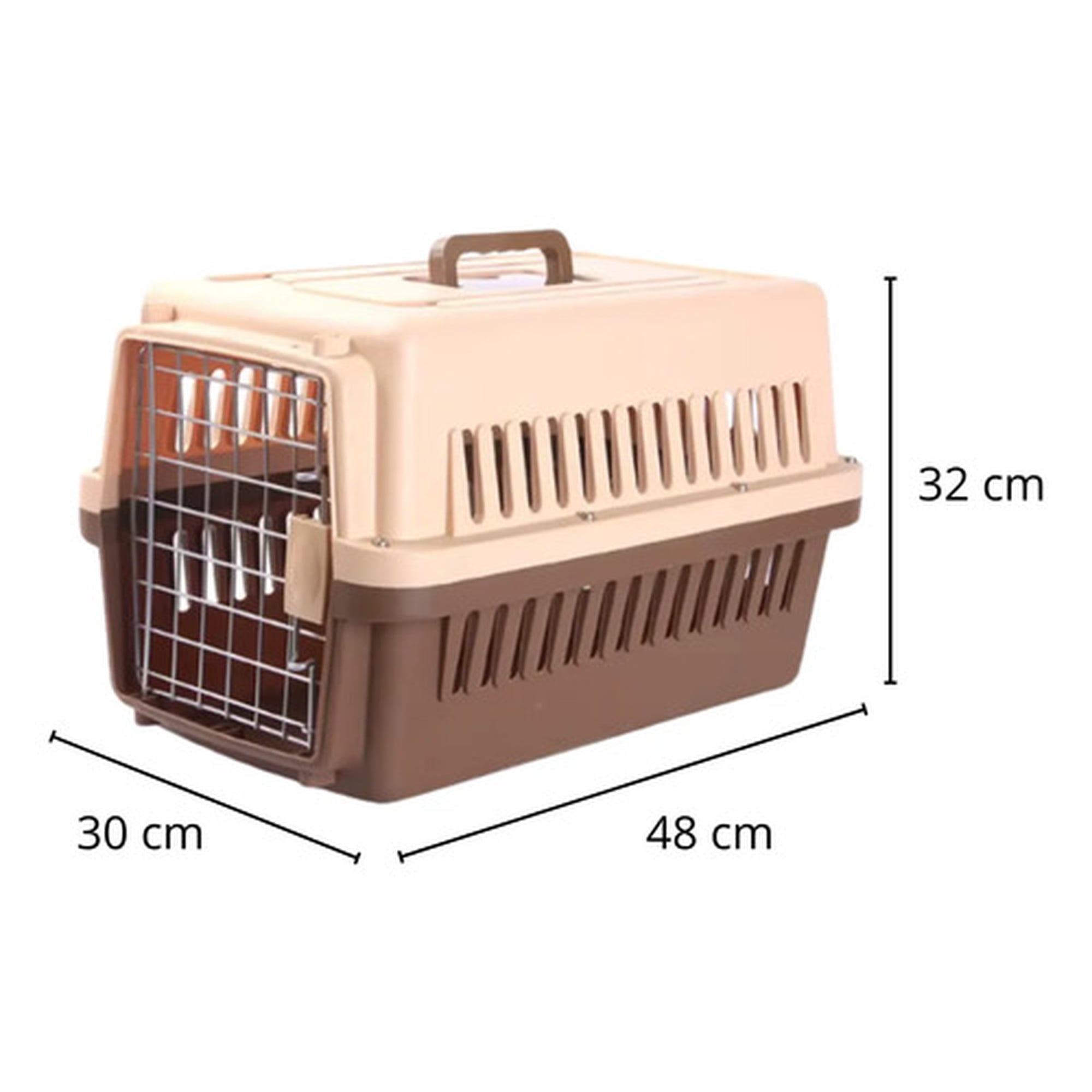 Jaula Canil Gato Perro Hasta 12 Kg Café con Blanco