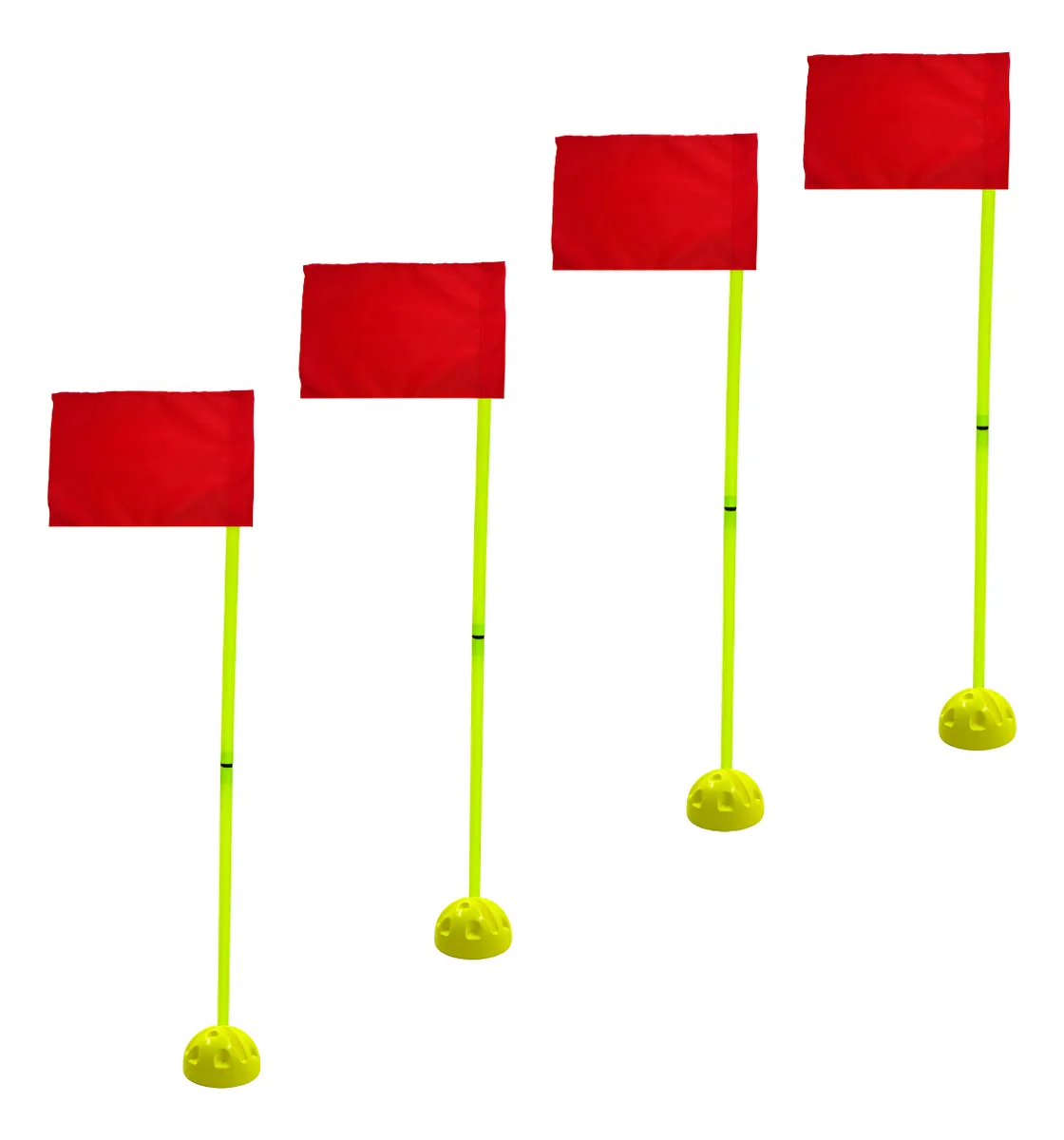 Linea Sport - Pack 4 Banderines Corner Enroscable Con Base 1.50 Mtrs