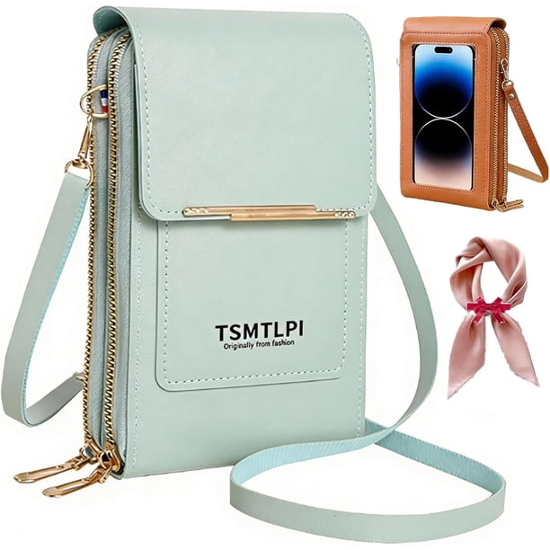 Bolso bandolera pequeño pantalla táctil 2026 mujer antirrobo cuero mensajero RFID bloqueo móvil monedero
