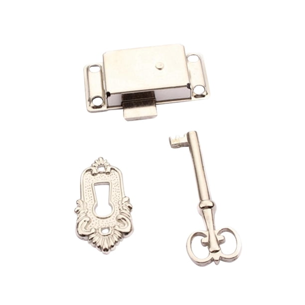 3x Cerradura Para Puerta De Gabinete Diseño Antiguo Resistente Para Cajas De Joyería Puertas De Muebles Níquel Blanco