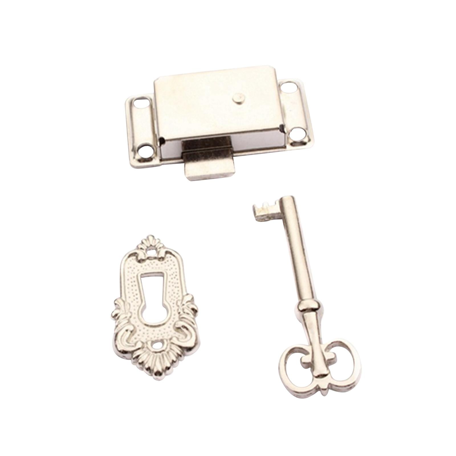 Bothyi - 3x Cerradura Para Puerta De Gabinete Diseño Antiguo Resistente Para Cajas De Joyería Puertas De Muebles Níquel Blanco