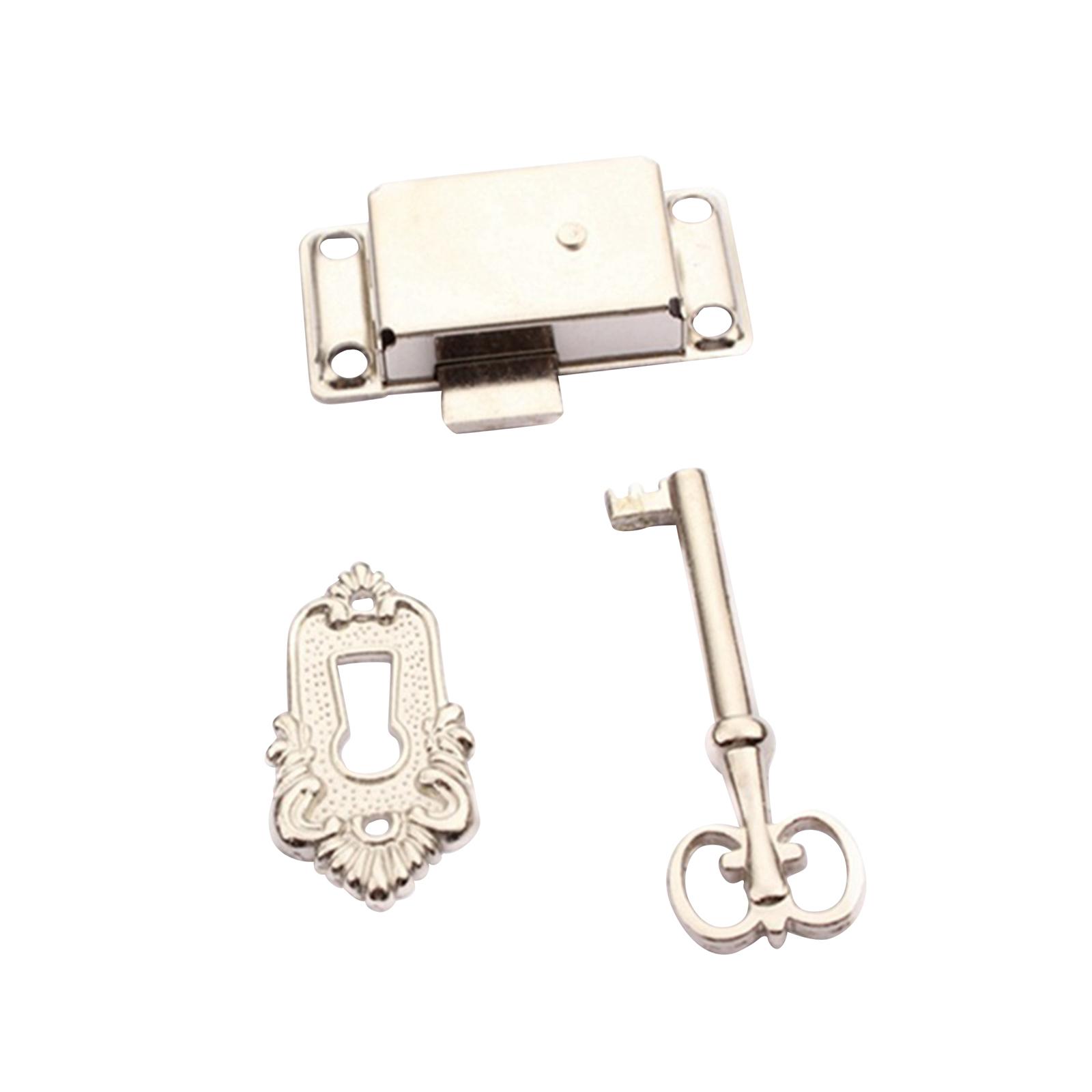 Bothyi - 3X Cerradura Para Puerta De Gabinete Diseño Antiguo Resistente Para Cajas De Joyería Puertas De Muebles Níquel Blanco