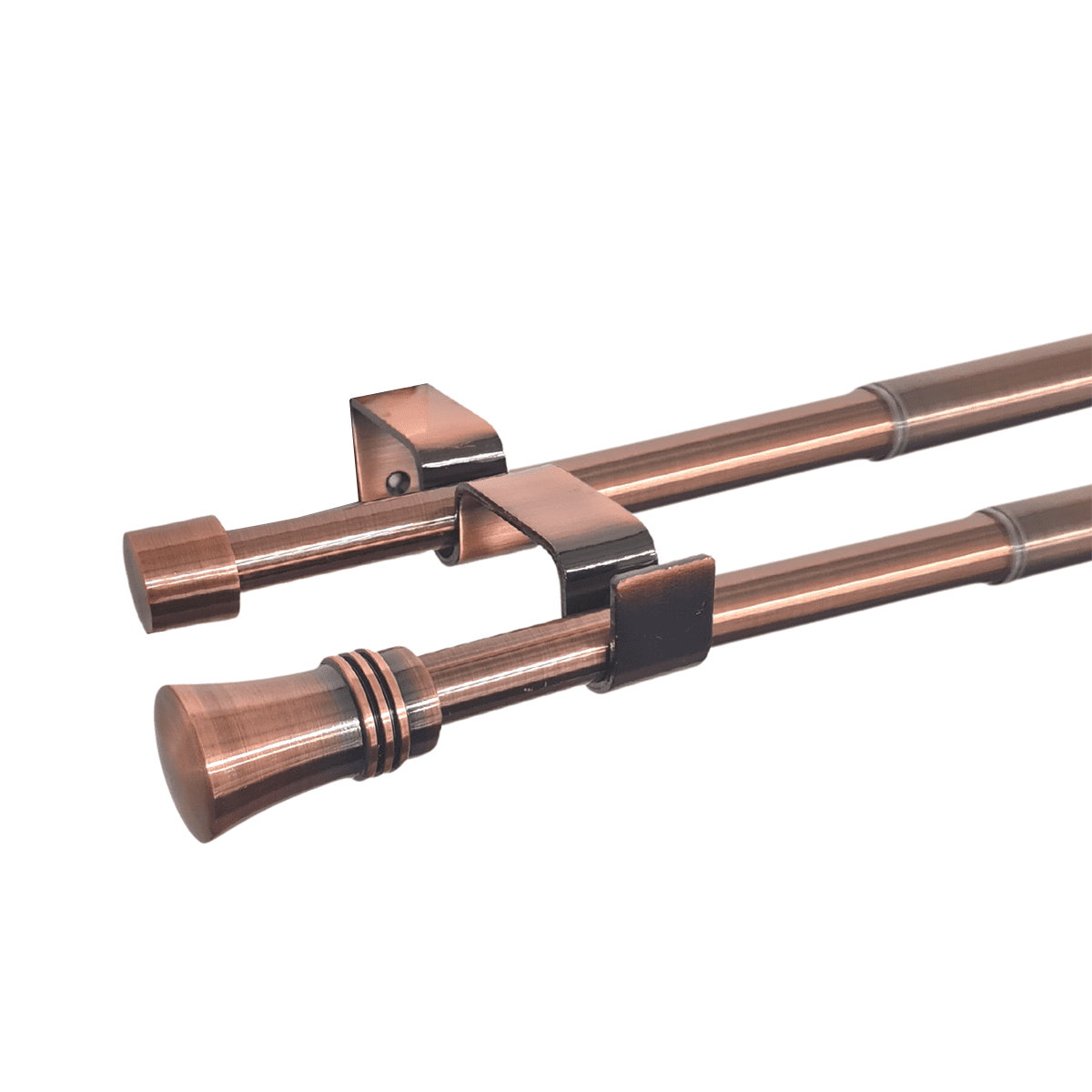 Metalhsa - Set Barras Para Cortina Doble 16/19 Mm Extensible 75-110 Cm A Muro Cobre Cónico