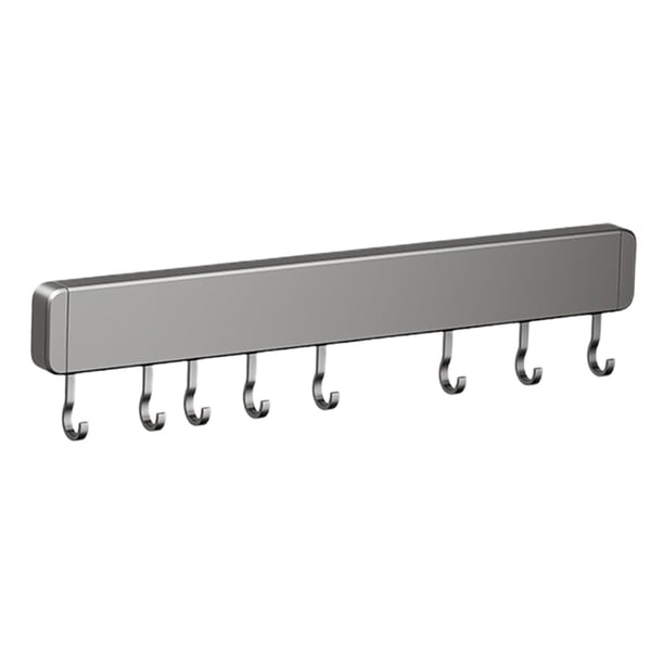 Estante para utensilios de cocina de aluminio, soporte para utensilios de cocina de montaje en pared, gancho de pared para cocina, baño, granja 8 gancho