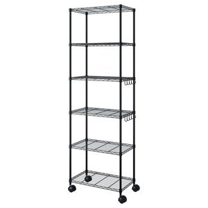 Topmarket - Estantería Cromada Con Resina Epóxica De 6 Niveles Con Ruedas Y Ganchos