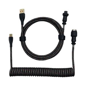 Bothyi - Cable En Espiral Usb A Tipo C De 1,8 M, Negro, Extensible, Para Teclado Mecánico