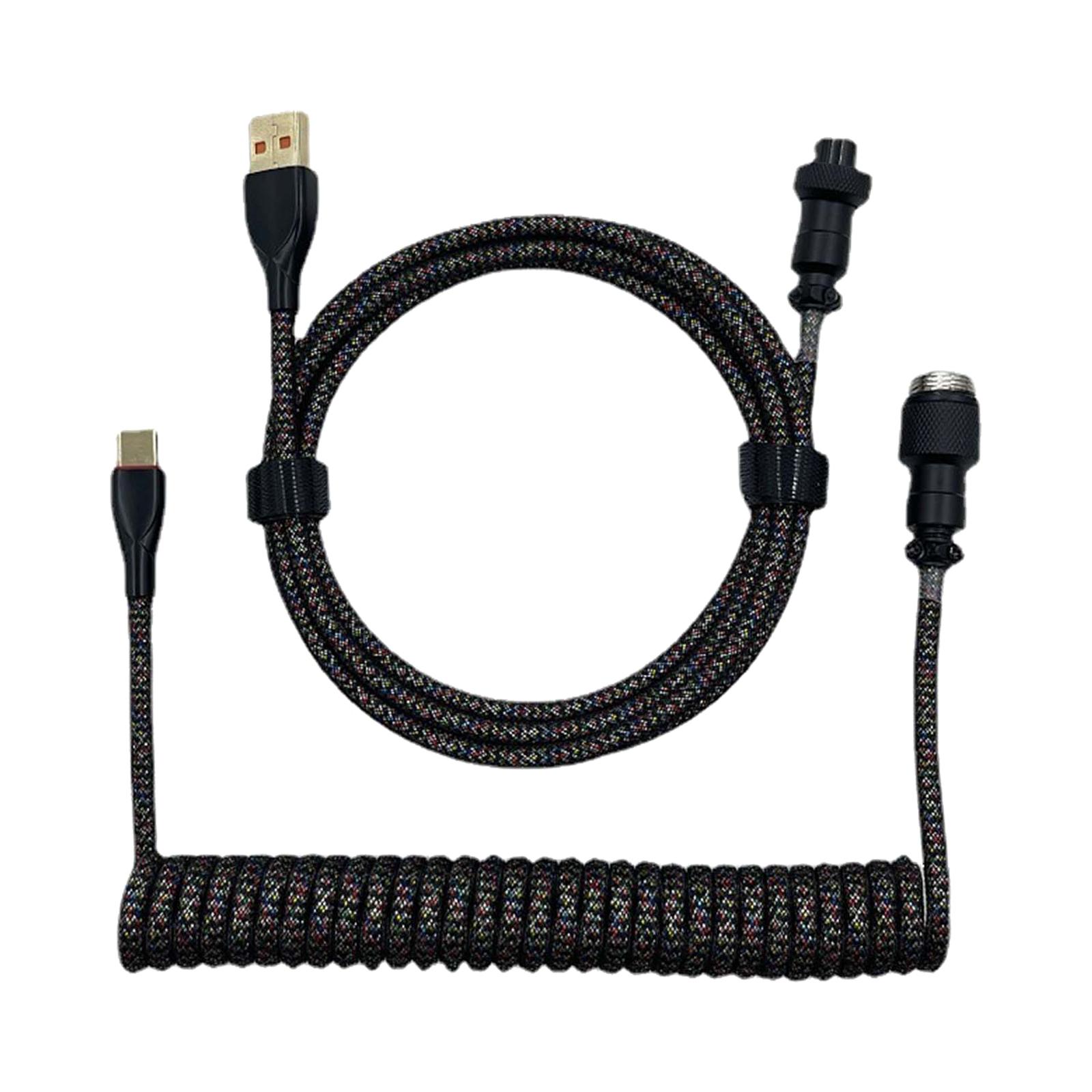 Bothyi - Cable En Espiral Usb A Tipo C De 1,8 M, Negro, Extensible, Para Teclado Mecánico