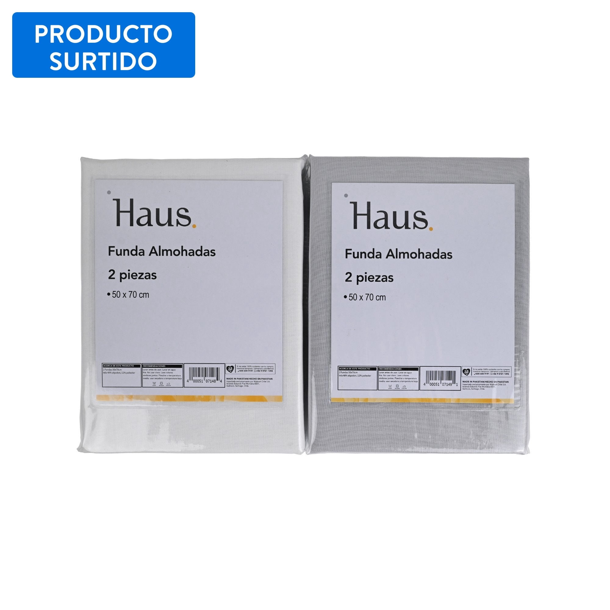 Haus - Set De 2 Fundas De Almohada 144 Hilos, Color Surtido 1 Un