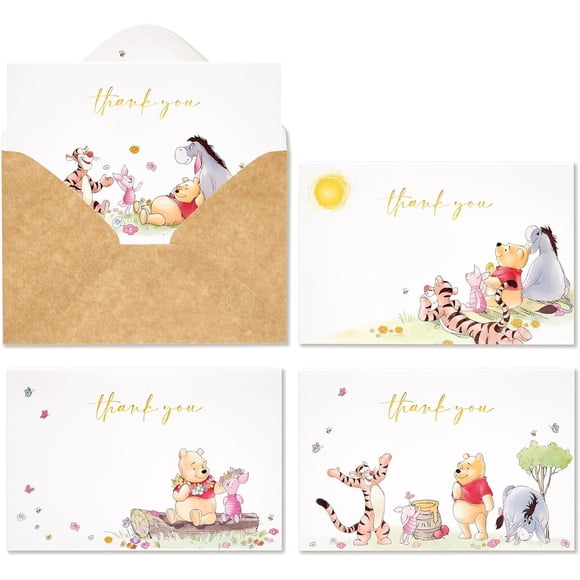 Tarjetas de agradecimiento Crisky Winnie the Pooh 4 x 6, 50 unidades