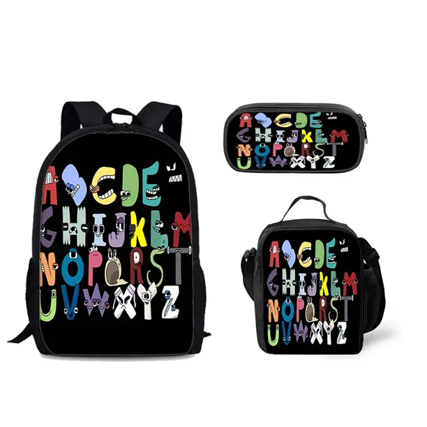 HOT Peripherals Alphabet Lore School Bag Alphabet Legend Backpack Pen Bag Schoolbag Boys Girls Anime Cartoon School Bag Mochila