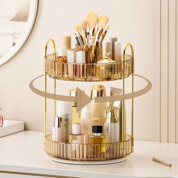 Caddy BEFSOP Organizador Giratorio de Maquillaje de 2 Niveles Ámbar