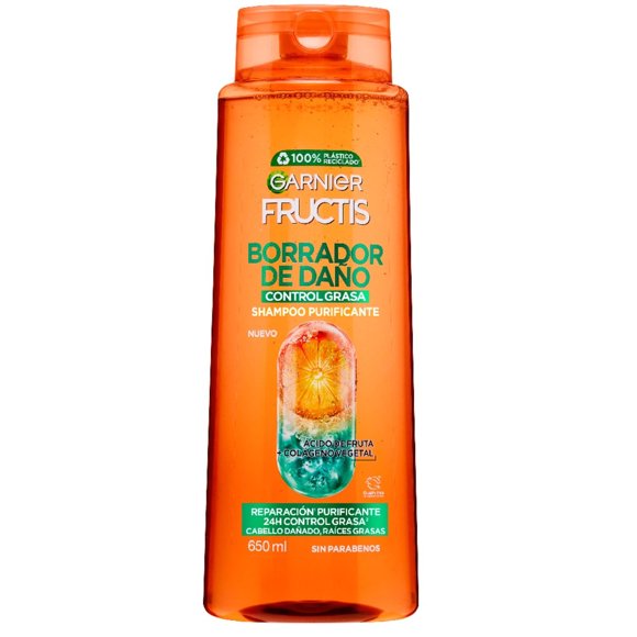 Shampoo Garnier Fructis Borrador de Daño Control Grasa, 650 ml