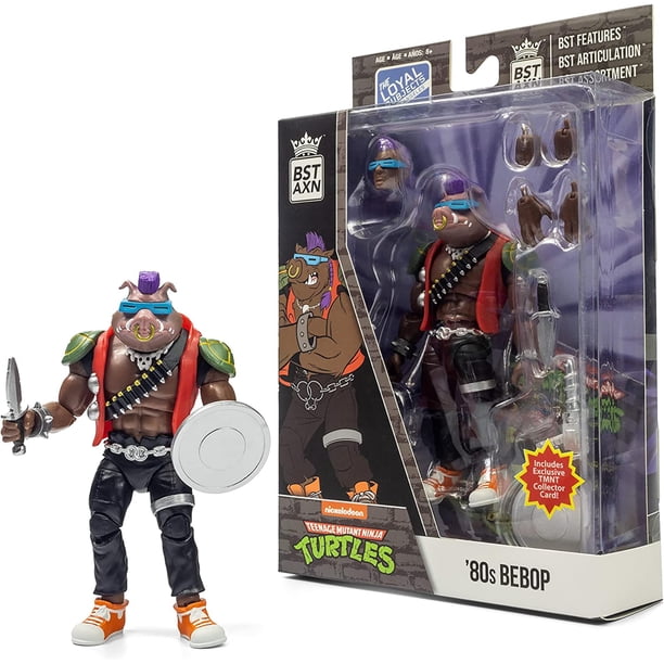 Figura de acción The Loyal Subjects BST AXN Teenage Mutant Ninja Turtles Bebop de los 80 con accesorios de 5 pulgadas
