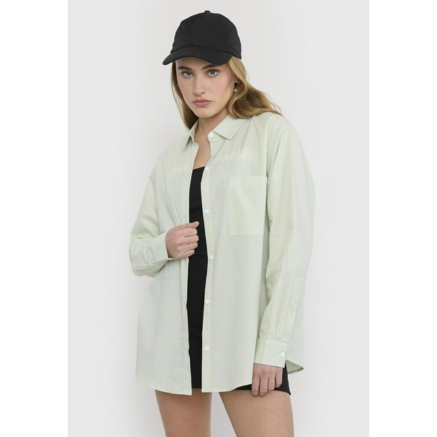 Blusa Mujer Manga Larga Rayada Verde Claro Corona