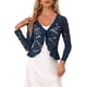 thumbnail image 1 of INSPIRE CHIC Bolero de Encaje Floral para Mujer con Dobladillo Volante, Cárdigan Recortado con Lazo Frontal, Cubierta Ligera de Verano Azul Oscuro XL, 1 of 6