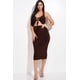 thumbnail image 1 of Vestido Midi Liso Con Cuello Halter Frente Cruzado Y Abertura, 1 of 5