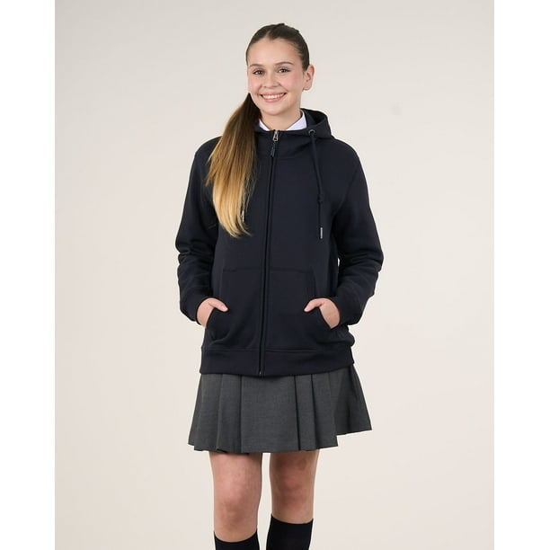 Poleron Escolar Franela Niña Cierre Y Gorro S-xl -