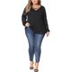 thumbnail image 2 of Agnes Orinda Blusa Casual Transparente de Manga Larga con Encaje de Doble Capa y Cuello en V para Mujer de Talla Grande 3X Negro, 2 of 6