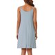 thumbnail image 3 of INSPIRE CHIC Vestido de Dormir de Modal Acanalado para Mujer con Doble Tirante Espagueti de Largo a la Rodilla para Descansar y Viajar M Azul, 3 of 6