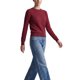 thumbnail image 4 of INSPIRE CHIC Suéter de Punto Argyle para Mujer Ligero Cuello Redondo Ondulado Hombro Caído Manga Larga Ajuste Regular Casual Grande Angora Rojo, 4 of 6