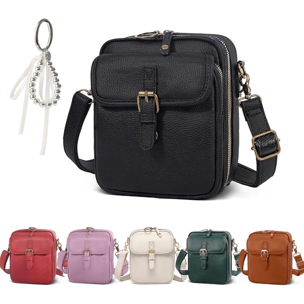 Bolso bandolera mujer retro piel sintética hombro mensajero cartera integrada ranuras tarjetas antirrobo