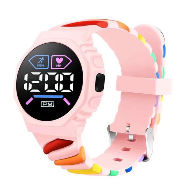 Reloj electrónico digital LED arcoíris para deportes al aire libre, reloj electrónico de moda para estudiantes.